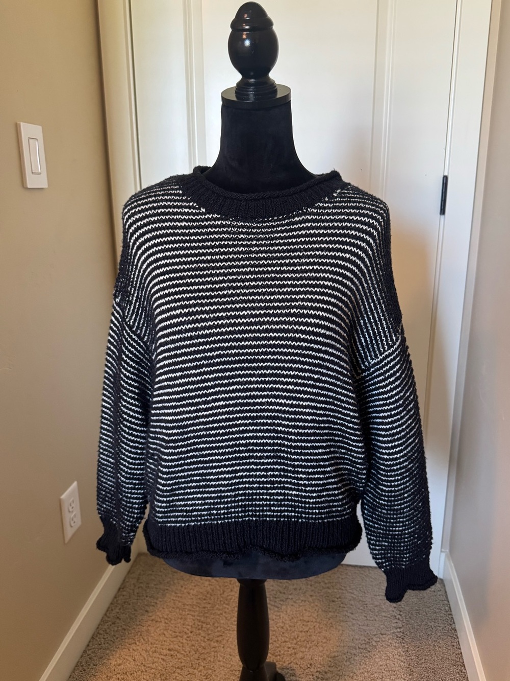 Striped Black and White Women’s Workshop Knit Sweater